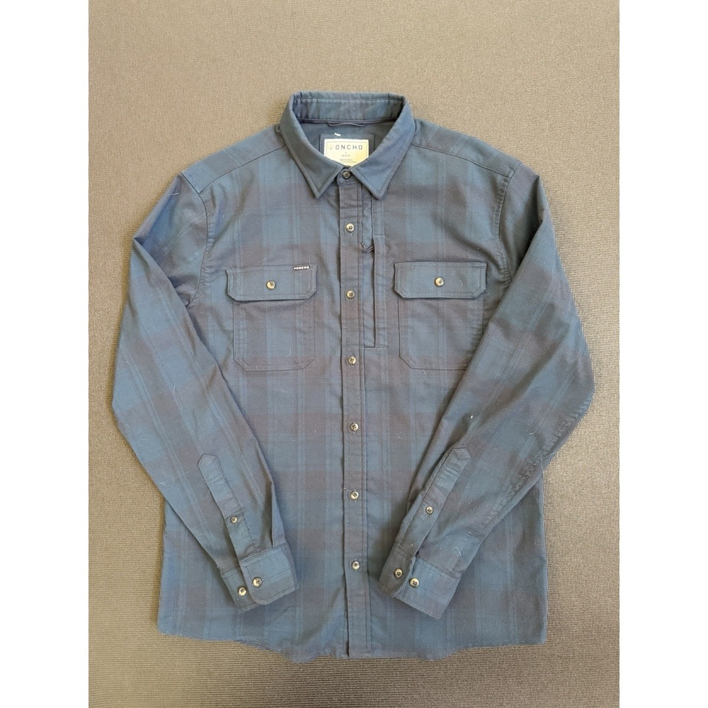 Poncho Shirt Men L Blue Magnetic Pocket Long Sleeve Button Up Fishing Outdoors